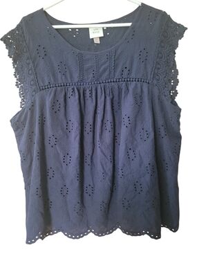 Knox Rose Navy Eyelet Lace Camisole